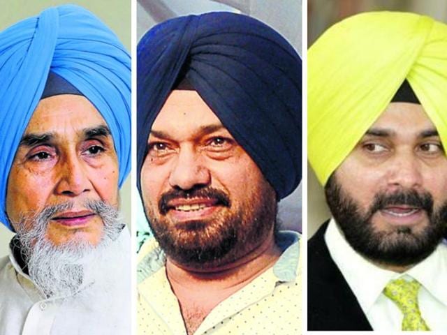 (Left to right) Sucha Singh Chhotepur, Gurpreet Ghuggi and Navjot Singh Sidhu. (HT Photo) (Left to right) Sucha Singh Chhotepur, Gurpreet Ghuggi and Navjot Singh Sidhu. (HT Photo)