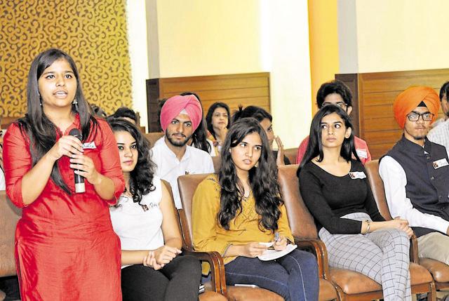 Panjab University students interacting with the candidates during the open house debate. (Ravi Kumar/HT Photo) Panjab University students interacting with the candidates during the open house debate. (Ravi Kumar/HT Photo)