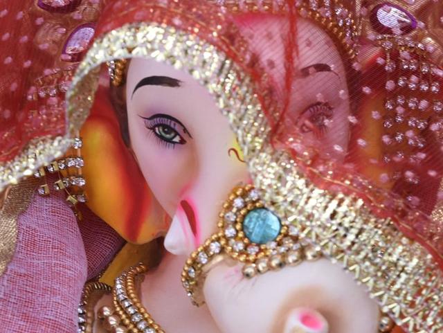An idol of Lord Ganesha at Chinchpokhli in Mumbai.  (Anshuman Poyrekar/HT PHOTO) 