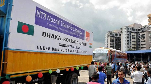 A pact allows vehicles to enter each other’s territory and does away with trans shipment of goods from one country’s truck to another at the border.(PTI) A pact allows vehicles to enter each other’s territory and does away with trans shipment of goods from one country’s truck to another at the border.(PTI)