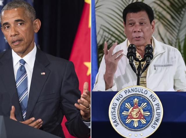 A combination image of US President Barack Obama and Philippine President Rodrigo Duterte. (AFP Photo) A combination image of US President Barack Obama and Philippine President Rodrigo Duterte. (AFP Photo)