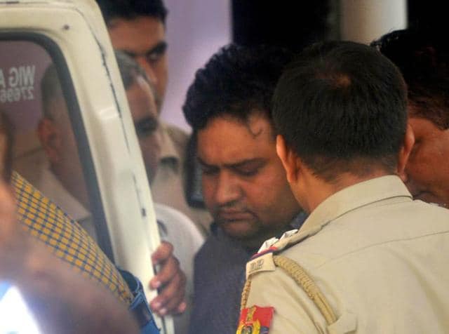 AAP’s Sandeep Kumar was arrested on Saturday. The former minister landed in a controversy after a sex clip purportedly showed him with two women. (HT Photo)