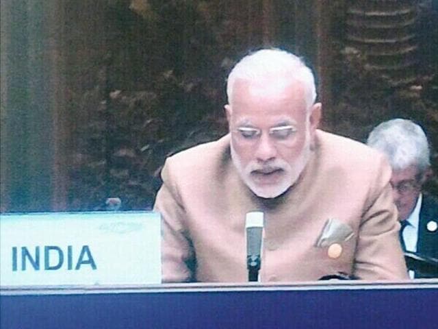 Prime Minister Narendra Modi speaks during the concluding session of the G20 Summit in Hangzhou, China on Monday, Sep 5, 2016.(PTI)