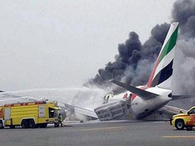 An Emirates airline flight from India to Dubai crash-landed at the airport in Dubai last month.(PTI photo)