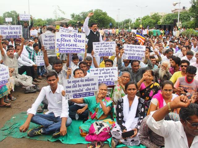 Dalits participate in a protest rally in Ahmedabad. (AP File Photo) Dalits participate in a protest rally in Ahmedabad. (AP File Photo)