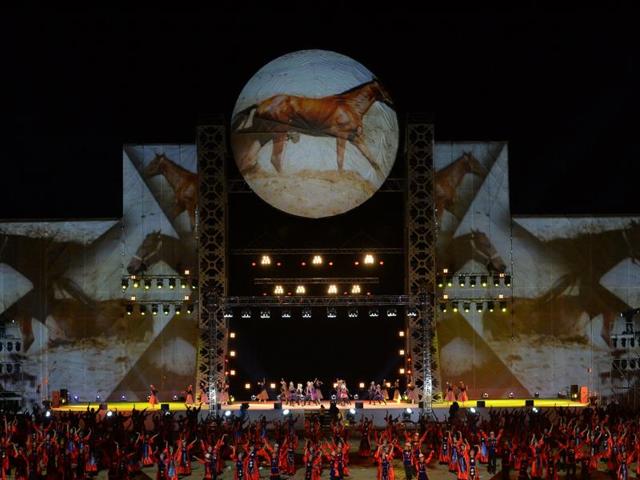 Dancers perform during the opening ceremony of the World Nomad Games 2016. (AFP photo)