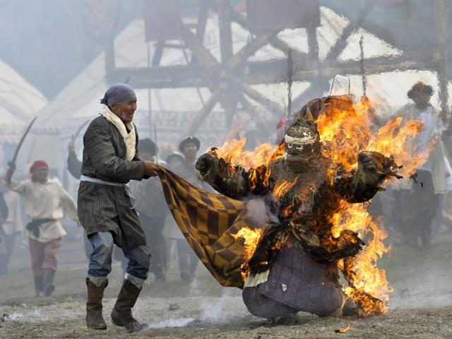Participants perform during the second World Nomad Games at Issyk Kul lake. (AP photo)