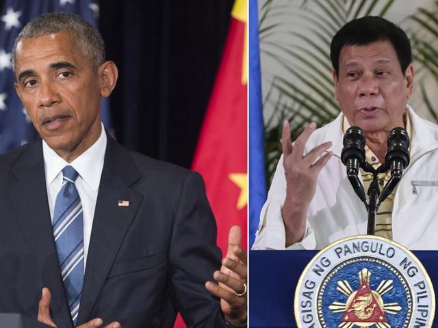 This combination image shows, at left, US President Barack Obama and, at right, Philippine President Rodrigo Duterte.(AFP Photos)