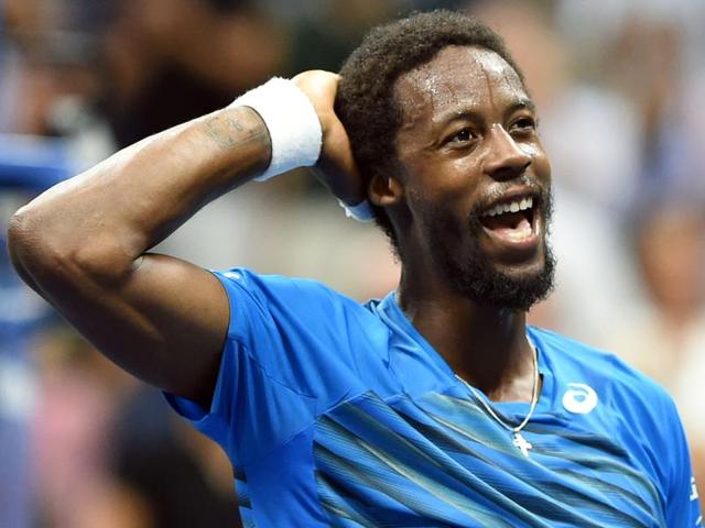 Gael Monfils of France hits a return against his compatriot Lucas Pouille. (AFP Photo) Gael Monfils of France hits a return against his compatriot Lucas Pouille. (AFP Photo)
