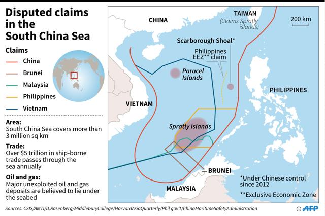 Map showing disputed claims in the South China Sea. (AFP) Map showing disputed claims in the South China Sea. (AFP)