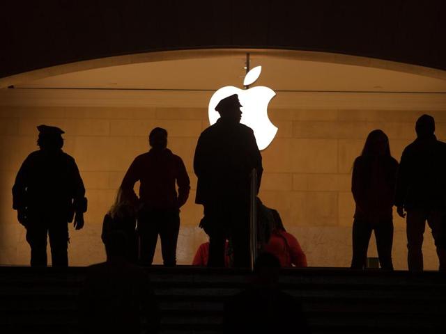 The Apple logo in Grand Central Terminal in Manhattan .(REUTERS)