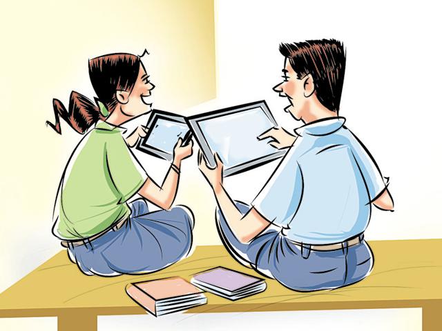 The civic administration was also criticised by the ruling Sena, for bringing in a proposal to provide charging points in various civic schools for tabs, a year after its distribution. (HT Photo) The civic administration was also criticised by the ruling Sena, for bringing in a proposal to provide charging points in various civic schools for tabs, a year after its distribution. (HT Photo)