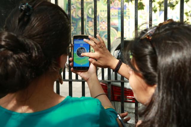 The game shows various locations where a gamer can catch pokemons and take part in virtual competitions. (Amal KS/HT Photo)