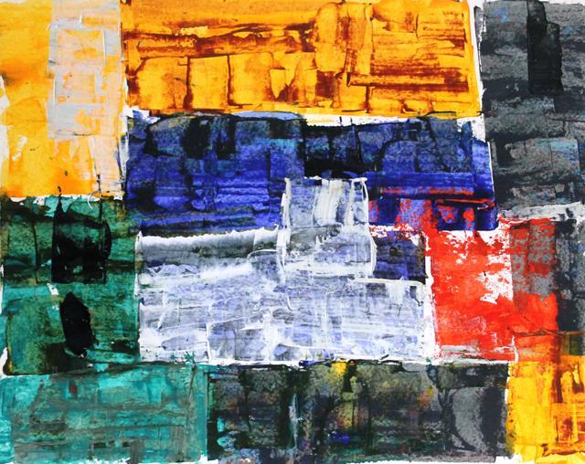 An artwork by artist Ram Kumar, which is characterised by intense, bold brush strokes and deep colours.