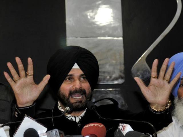At a press conference to announce his new ‘forum’ Awaaz-e-Punjab, Navjot Singh Sidhu said, “My RS (Rajya Sabha) resignation had nothing to do with Arvind Kejriwal.” He was seeking to clarify that he did not immediately plan to join AAP just after leaving the Upper House. (Ravi Kumar/HT Photo)