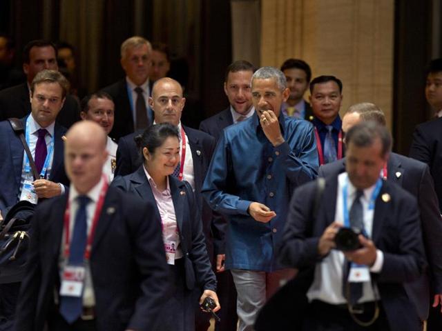 US President Barack Obama (R) poses next to the Sultan of Brunei Hassanal Bolkiah (2nd R) and Indian Prime Minister Narendra Modi (2nd L) during a photo line-up on the second day of the Association of Southeast Asian Nations (ASEAN) Summit in Vientiane on September 7, 2016. (AFP) US President Barack Obama (R) poses next to the Sultan of Brunei Hassanal Bolkiah (2nd R) and Indian Prime Minister Narendra Modi (2nd L) during a photo line-up on the second day of the Association of Southeast Asian Nations (ASEAN) Summit in Vientiane on September 7, 2016. (AFP)