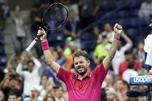 Stan Wawrinka of Switzerland celebrates after his match point against Juan Martin del Potro. (USA Today Sports) Stan Wawrinka of Switzerland celebrates after his match point against Juan Martin del Potro. (USA Today Sports)