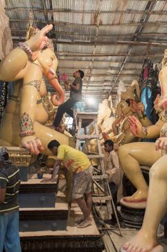 Craig Boehman’s pictures of the idols in a Parel workshop capture the grandeur of the festival even before it starts. (Craig Boehman) Craig Boehman’s pictures of the idols in a Parel workshop capture the grandeur of the festival even before it starts. (Craig Boehman)