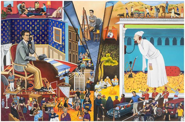 The colourful and busy works of Schon Mendes are created to highlight the buzz, vibrancy and inter-connectivity in our urban experience. (Schon Mendes) The colourful and busy works of Schon Mendes are created to highlight the buzz, vibrancy and inter-connectivity in our urban experience. (Schon Mendes)
