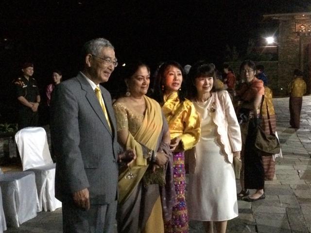 Vasundhara Raje, CM of Rajasthan and the Queen Mother of Bhutan Ashi Dorji Wangmo Wangchuck (centre) flanked by guests at an official dinner function (Manjula Narayan) Vasundhara Raje, CM of Rajasthan and the Queen Mother of Bhutan Ashi Dorji Wangmo Wangchuck (centre) flanked by guests at an official dinner function (Manjula Narayan)