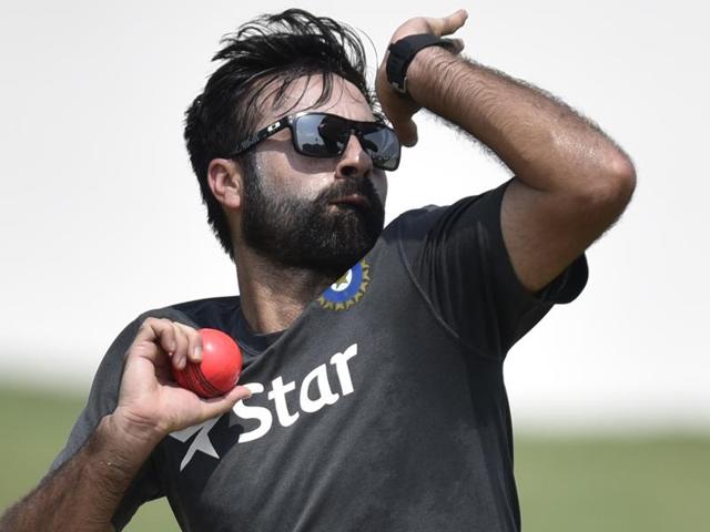 India Blue player Parvez Rasool during the Practice session at Saheed Vijay Pathik Sports Complex. (Ravi Choudhary/HT PHOTO) India Blue player Parvez Rasool during the Practice session at Saheed Vijay Pathik Sports Complex. (Ravi Choudhary/HT PHOTO)