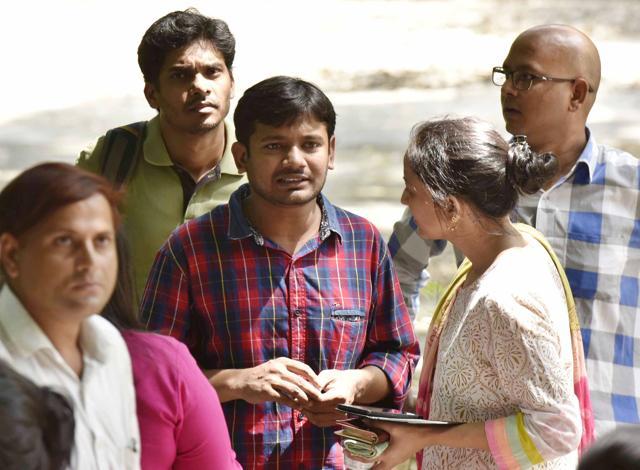 Outgoing JNU students’ union president Kanhaiya Kumar at the university on Friday. Kumar was arrested for allegedly shouting anti-national slogans at the university on February 9 and was later released on bail. (Vipin Kumar/HT Photo) Outgoing JNU students’ union president Kanhaiya Kumar at the university on Friday. Kumar was arrested for allegedly shouting anti-national slogans at the university on February 9 and was later released on bail. (Vipin Kumar/HT Photo)