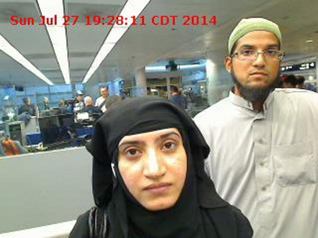 This image obtained from US Customs and Border Protection December 7, 2015 shows Syed Farook and Tashfeen Malik, as they were going through customs in Chicago's O'Hare International Airport on the evening of July 27, 2014. (AFP) This image obtained from US Customs and Border Protection December 7, 2015 shows Syed Farook and Tashfeen Malik, as they were going through customs in Chicago's O'Hare International Airport on the evening of July 27, 2014. (AFP)