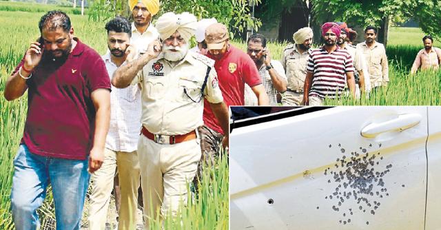 (Top) Police conducting a search operation for another gangster after killing Davinder Bambiha at Rampura near Bathinda on Friday; and (above) bullet marks on Bambiha’s car. (Sanjeev Kumar/HT) (Top) Police conducting a search operation for another gangster after killing Davinder Bambiha at Rampura near Bathinda on Friday; and (above) bullet marks on Bambiha’s car. (Sanjeev Kumar/HT)