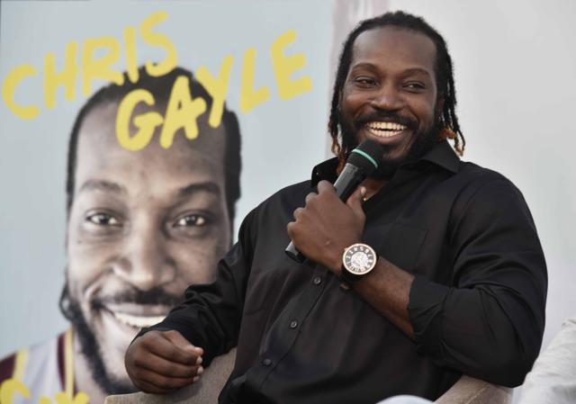 Chris Gayle during the launch of his autobiography.(HT Photo)