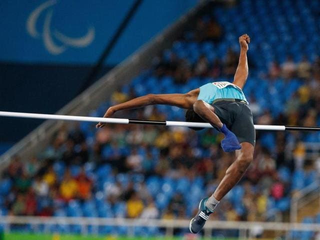 Mariyappan Thangavelu with his winning effort of 1.89m. (AP)