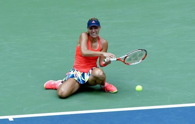 Kerber played several shots squatting and on her knees, forcing Pliskova to go for more to end a point and drawing the errors. (AFP) Kerber played several shots squatting and on her knees, forcing Pliskova to go for more to end a point and drawing the errors. (AFP)