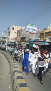 AAP leaders on the way to the rally venue. (Ravi Kumar/HT Photo) AAP leaders on the way to the rally venue. (Ravi Kumar/HT Photo)