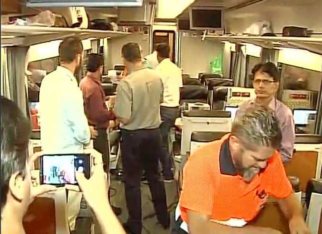 On board the Talgo train. The high speed train reached Mumbai from Delhi in under 12 hours, shaving off four hours from the current 16 hours it takes a Rajdhani. (ANI)
