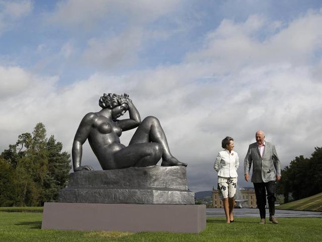 A piece by Aristide Maillol titled ‘La Montagne’ at Chatsworth House near Bakewell in Britain. (REUTERS) A piece by Aristide Maillol titled ‘La Montagne’ at Chatsworth House near Bakewell in Britain. (REUTERS)