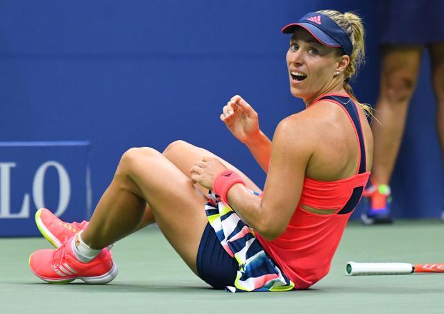 Kerber bears a look of disbelief after Pliskova’s final shot goes long. (Reuters) Kerber bears a look of disbelief after Pliskova’s final shot goes long. (Reuters)
