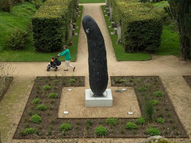 A sculpture by Austrian artist Erwin Wurm, featured as part of the 'Beyond Limits' exhibition, which features 19 monumental sculptures by leading artists including Zaha Hadid, Cristina Iglesias, Bruce Munro, Lynn Chadwick, Joana Vasconcelos and Richard Hudson. (AFP) A sculpture by Austrian artist Erwin Wurm, featured as part of the 'Beyond Limits' exhibition, which features 19 monumental sculptures by leading artists including Zaha Hadid, Cristina Iglesias, Bruce Munro, Lynn Chadwick, Joana Vasconcelos and Richard Hudson. (AFP)