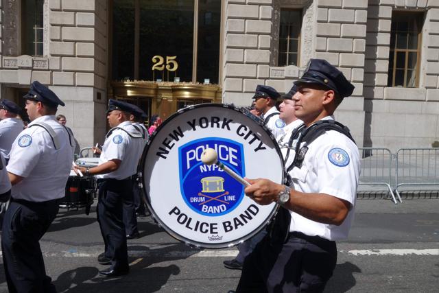 The New York Police Department holds a memorial procession in New York on September 9, 2016, in remembrance of the 9/11 attacks. (AFP)