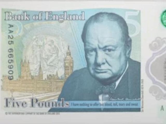 Image of Britain’s new five-pound note with a portrait of Winston Churchill.(thenewfiver.co.uk)