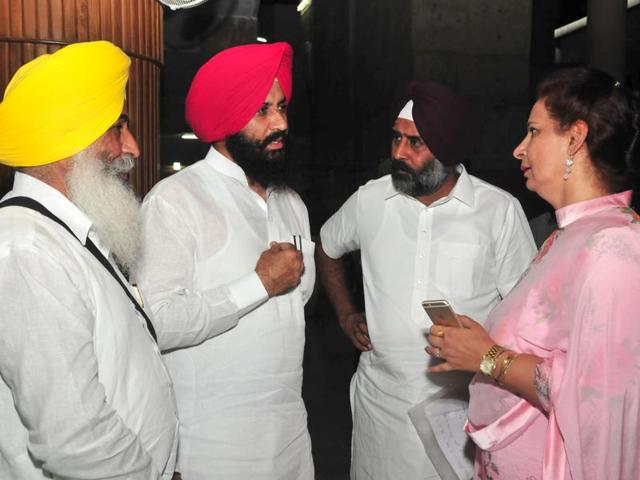 (From left) Balwinder Singh, Simarjeet Singh, Pargat Singh and Navjot Kaur Sidhu during the assembly session in Chandigarh on Monday. (HT Photo) (From left) Balwinder Singh, Simarjeet Singh, Pargat Singh and Navjot Kaur Sidhu during the assembly session in Chandigarh on Monday. (HT Photo)