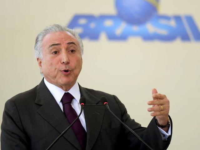 Brazilian President Michel Temer speaks during the ceremony of ratification of the Paris Agreement at Planalto Palace in Brasilia. (AFP Photo) Brazilian President Michel Temer speaks during the ceremony of ratification of the Paris Agreement at Planalto Palace in Brasilia. (AFP Photo)
