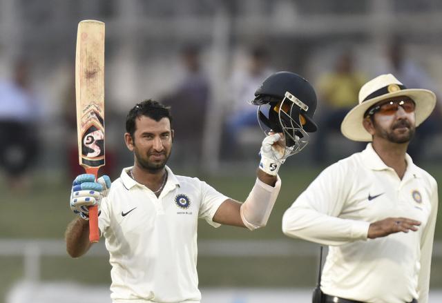 India Blue batsman Cheteshwar Pujara celebrates his double century against India Red. (Virendra Singh Gosain/HT PHOTO) India Blue batsman Cheteshwar Pujara celebrates his double century against India Red. (Virendra Singh Gosain/HT PHOTO)