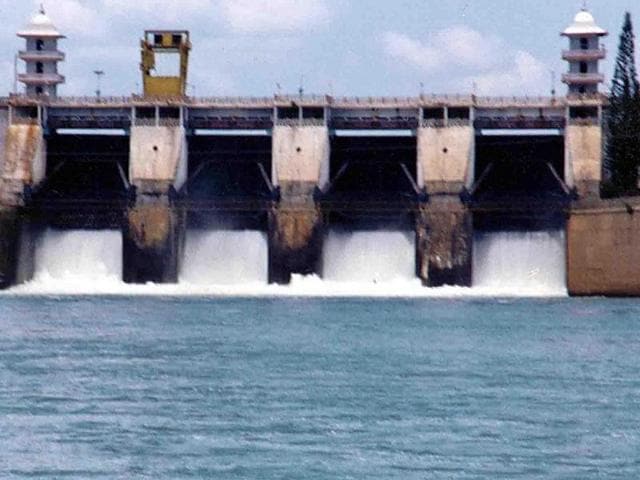 This photo shows Cauvery river water being released from the Kabini Dam at Heggadadevankote province. (AFP Photo) This photo shows Cauvery river water being released from the Kabini Dam at Heggadadevankote province. (AFP Photo)