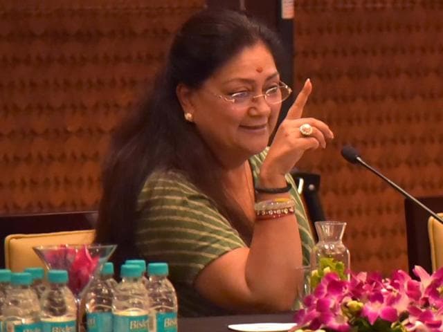 CM Vasundhara Raje said a school in Kochi, Kerala, taught tantra-mantra and she would soon visit the institute to learn more about it.(HT File Photo)