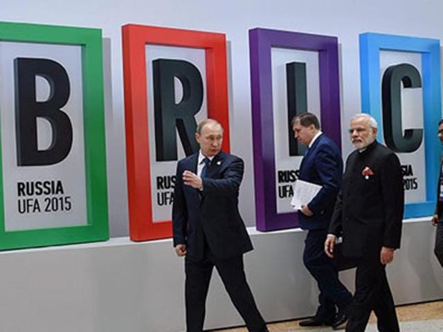 PM Modi with Russian President Vladimir Putin, former Brazilian president Dilma Rousseff, Chinese President Xi Jinping and South African President Jacob Zuma at the 7th BRICS Summit in Ufa. (PTI File Photo) PM Modi with Russian President Vladimir Putin, former Brazilian president Dilma Rousseff, Chinese President Xi Jinping and South African President Jacob Zuma at the 7th BRICS Summit in Ufa. (PTI File Photo)