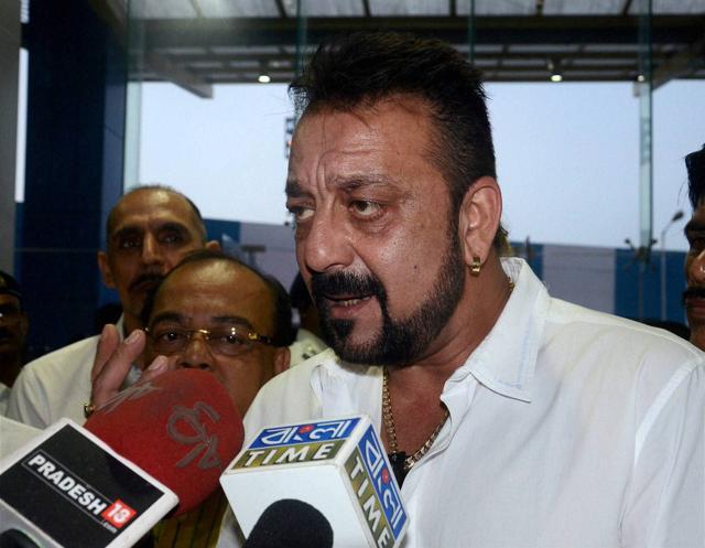 Sanjay Dutt interacts with media after his meeting with West Bengal Chief Minister Mamata Banerjee, in Kolkata on Monday. (PTI)