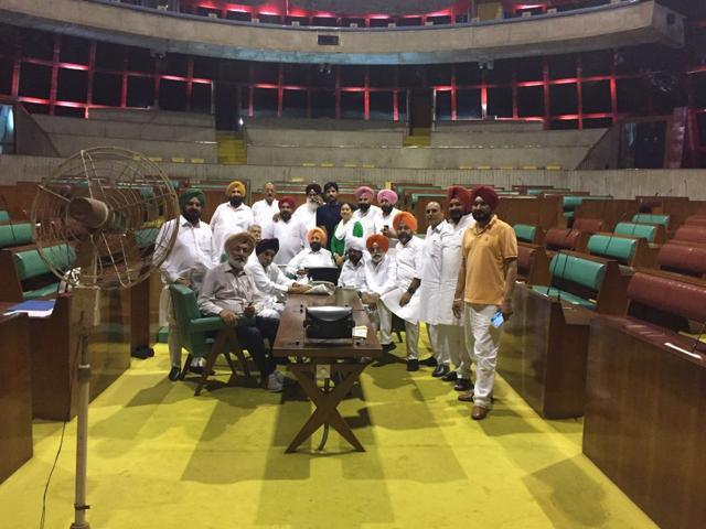 A photo provided by a Congress MLA shows party legislators at the assembly premises.