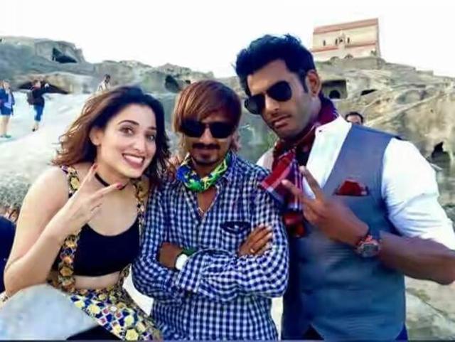 Actor Vishal shared his photo with co-star Tamannaah from distant Georgia on September 9 where Kaththi Sandai team was shooting two songs. (Actor-Vishal/Facebook) Actor Vishal shared his photo with co-star Tamannaah from distant Georgia on September 9 where Kaththi Sandai team was shooting two songs. (Actor-Vishal/Facebook)