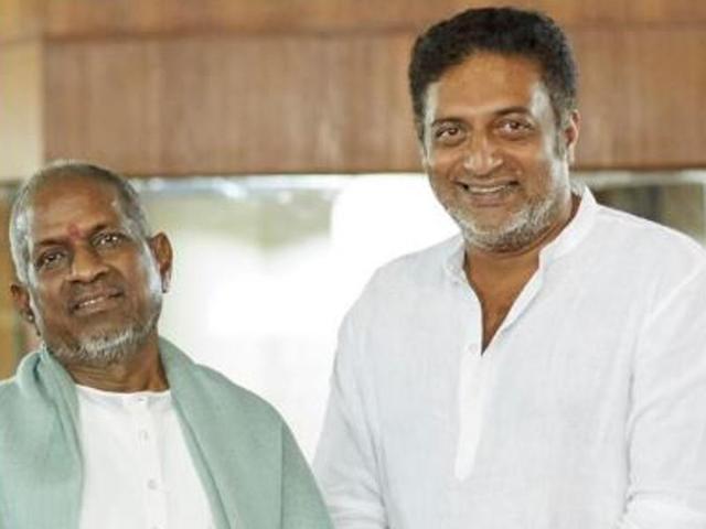 Prakash Raj is happy to be in the presence of Illayaraja. (PrakashRajOfficial/Facebook) 