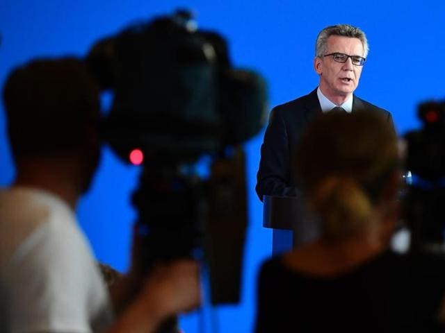 German Interior Minister Thomas de Maiziere gives a press conference on September 13, 2016 in Berlin. Three Islamic State suspects arrested in Germany had a "link" to the Paris jihadist attackers, Interior Minister Thomas de Maiziere said, adding that they may have been a "sleeper cell". (AFP Photo) German Interior Minister Thomas de Maiziere gives a press conference on September 13, 2016 in Berlin. Three Islamic State suspects arrested in Germany had a "link" to the Paris jihadist attackers, Interior Minister Thomas de Maiziere said, adding that they may have been a "sleeper cell". (AFP Photo)