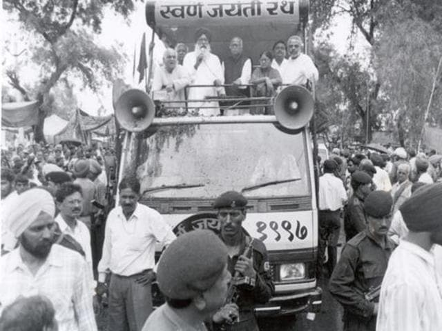 L K Advani was the man behind the saffron resurgence which followed his Rath Yatra in 1990. (HT Photo) L K Advani was the man behind the saffron resurgence which followed his Rath Yatra in 1990. (HT Photo)